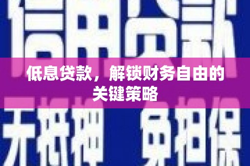 盐城低息贷款，解锁财务自由的关键策略